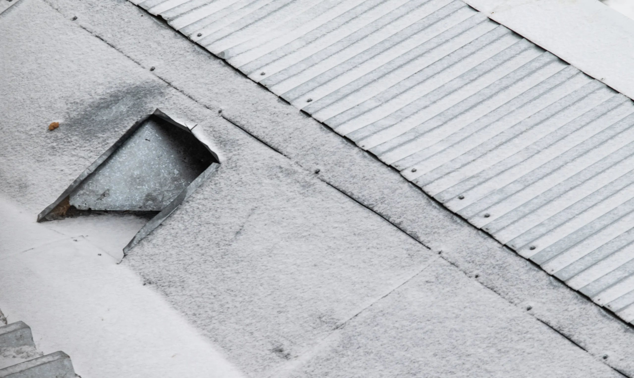 Galvanized roof in the snow.